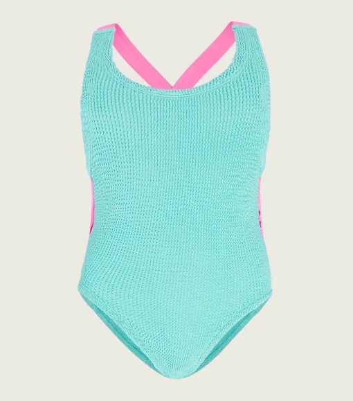 Hunza G Baby 2-6 Yrs-Baby Lara Swim - Aqua/Bubblegum