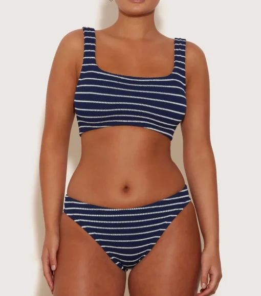 Hunza G Bikini Sets|Bralette-Coverage Xandra Bikini - Navy/White Stripe