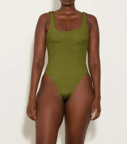 Hunza G Square Neck-Square Neck Swim - Metallic Moss