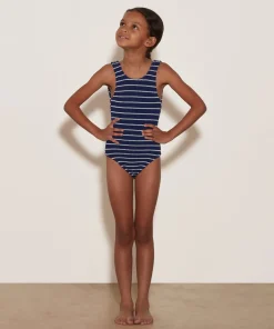 Hunza G Baby 2-6 Yrs-Baby Classic Swim - Navy/White Stripe