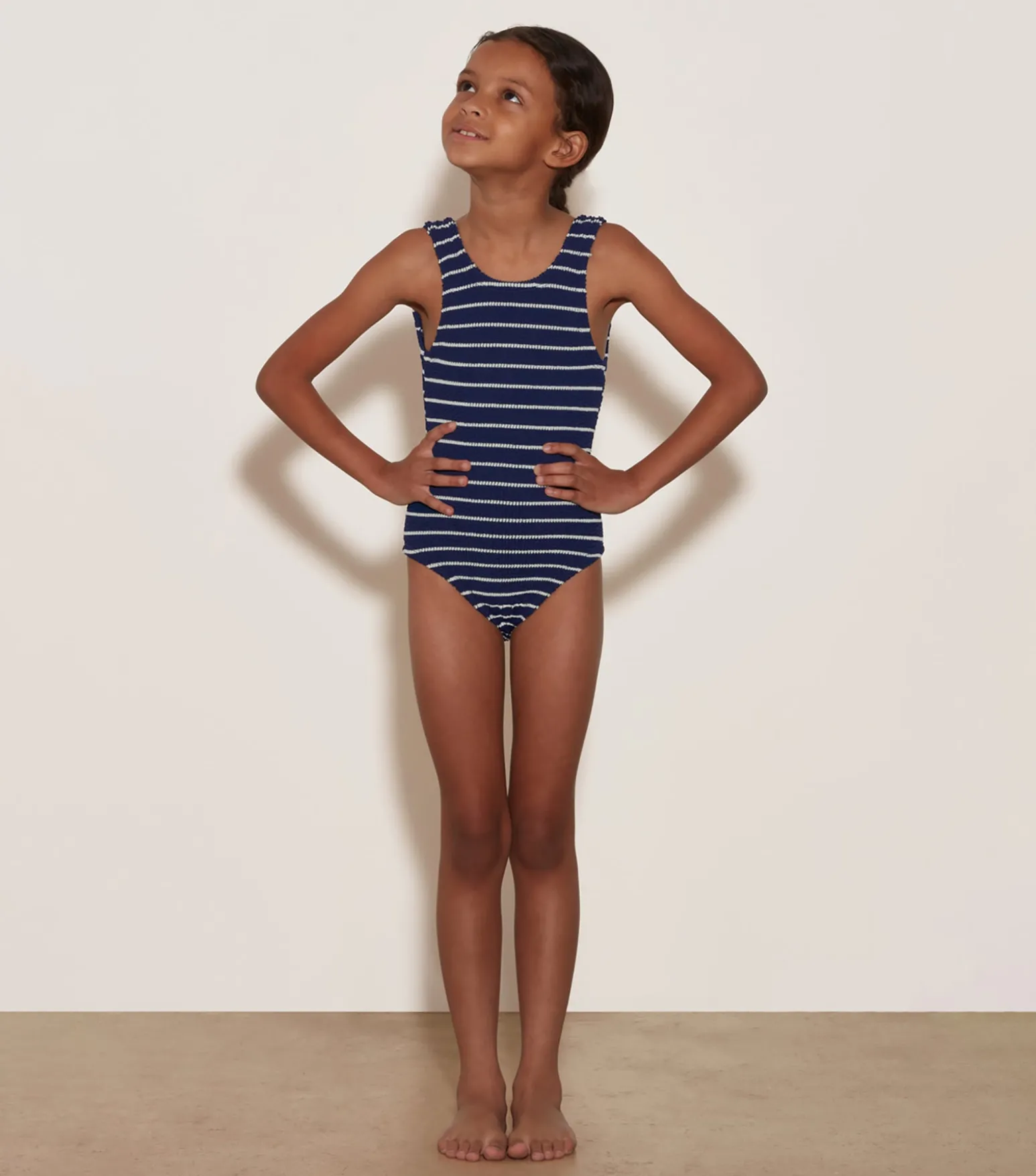Hunza G Baby 2-6 Yrs-Baby Classic Swim - Navy/White Stripe