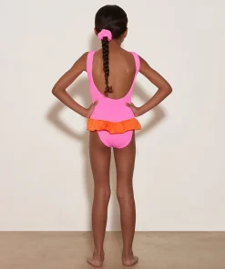 Hunza G Baby 2-6 Yrs-Baby Duo Denise Swim - Bubblegum/Orange