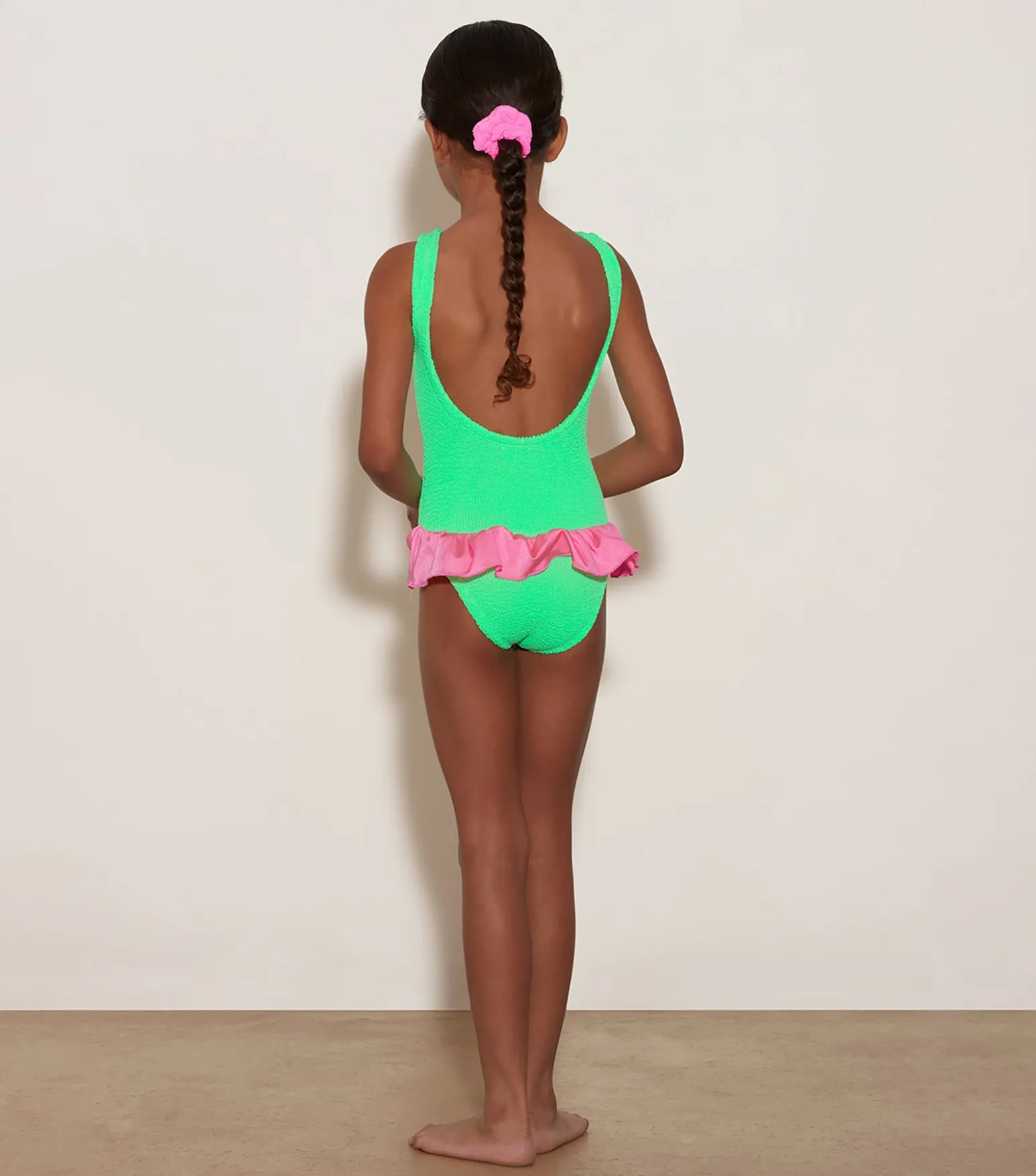 Hunza G Baby 2-6 Yrs-Baby Duo Denise Swim - Lime/Bubblegum