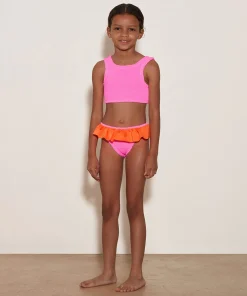 Hunza G Baby 2-6 Yrs-Baby Duo Olive Bikini - Bubblegum/Orange