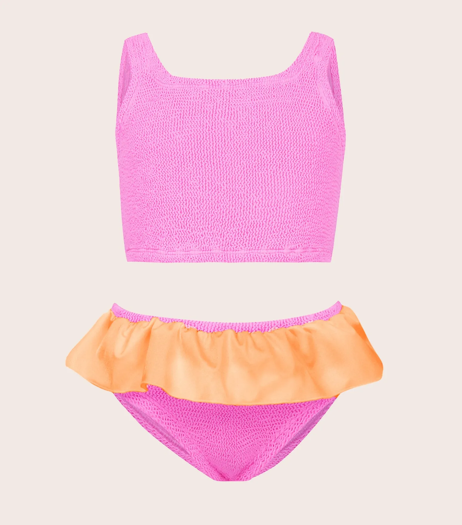 Hunza G Baby 2-6 Yrs-Baby Duo Olive Bikini - Bubblegum/Orange