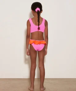 Hunza G Baby 2-6 Yrs-Baby Duo Olive Bikini - Bubblegum/Orange