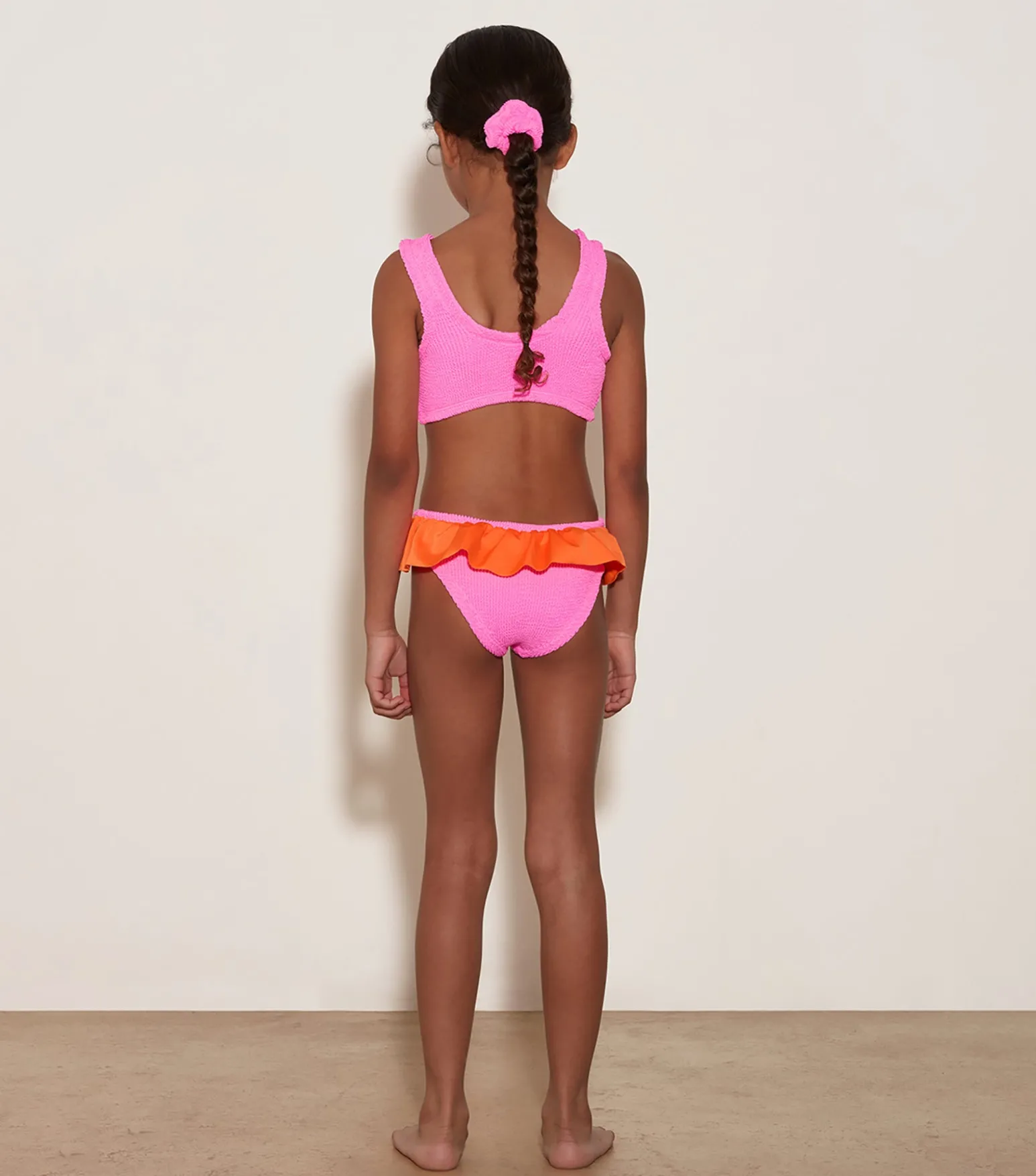 Hunza G Baby 2-6 Yrs-Baby Duo Olive Bikini - Bubblegum/Orange