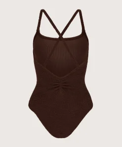 Hunza G Scoop Neck-Bette Swim - Metallic Chocolate
