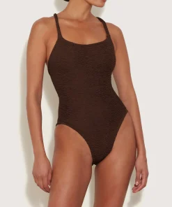 Hunza G Scoop Neck-Bette Swim - Metallic Chocolate