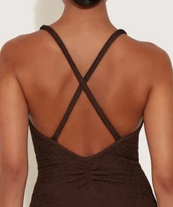 Hunza G Scoop Neck-Bette Swim - Metallic Chocolate