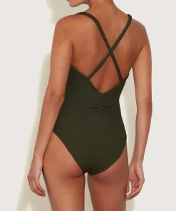 Hunza G Scoop Neck-Bette Swim - Metallic Khaki