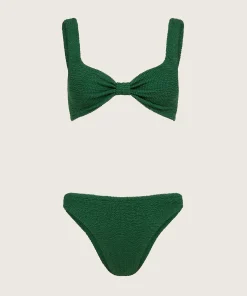 Hunza G Bikini Sets|Bralette-Bonnie Bikini - Metallic Forest Green