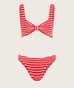 Hunza G Bikini Sets|Bralette-Bonnie Bikini - Red/White Stripe