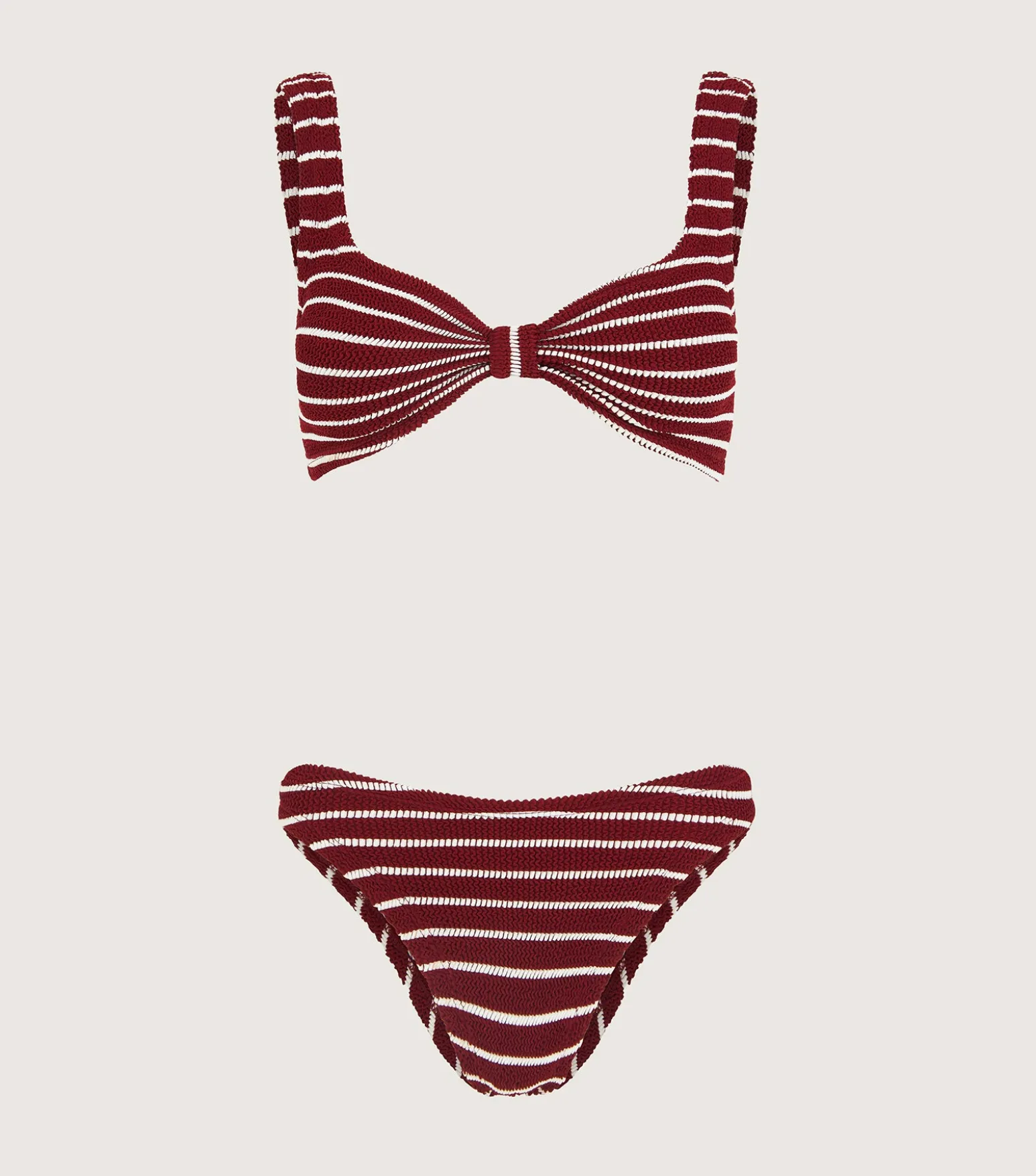 Hunza G Bikini Sets|Bralette-Bonnie Bikini - Wine/White Stripe