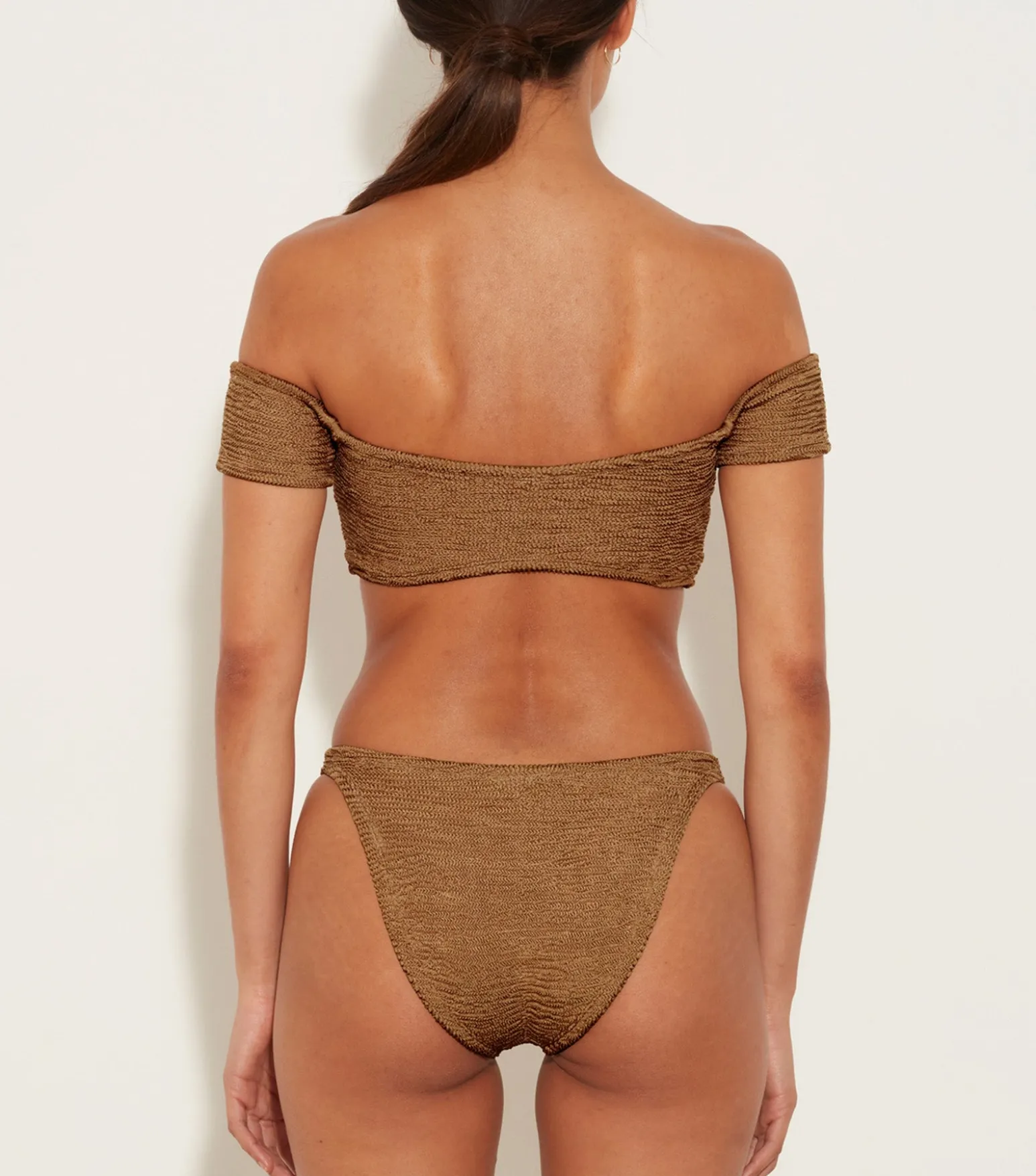 Hunza G Bikini Sets-Brigette Bikini - Metallic Cocoa