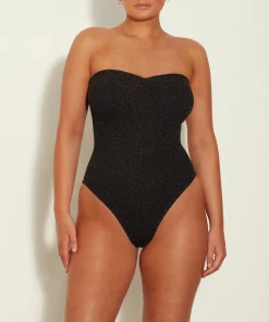 Hunza G Strapless-Brooke Lurex Swim - Black/Gold