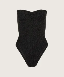 Hunza G Strapless-Brooke Lurex Swim - Black/Gold