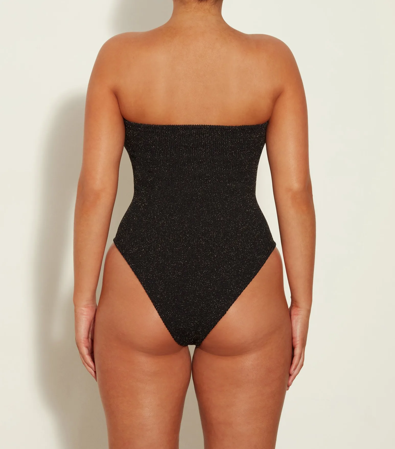 Hunza G Strapless-Brooke Lurex Swim - Black/Gold