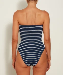 Hunza G Strapless-Brooke Swim - Navy/White Stripe