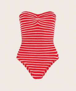 Hunza G Strapless-Brooke Swim - Red/White Stripe
