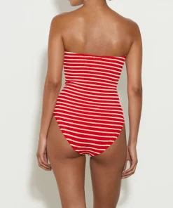 Hunza G Strapless-Brooke Swim - Red/White Stripe