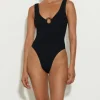 Hunza G V Neck-Celine Swim - Black