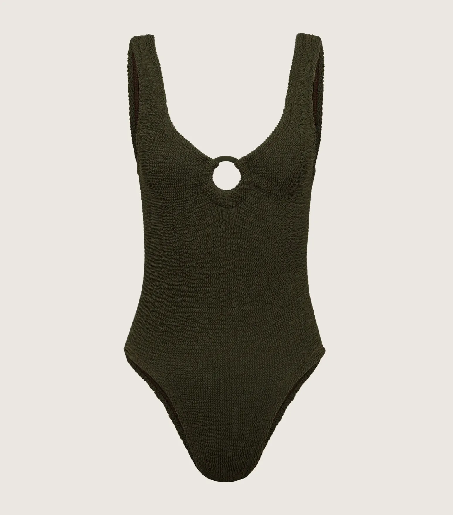 Hunza G V Neck-Coverage Celine Swim With Tonal Hoops - Black