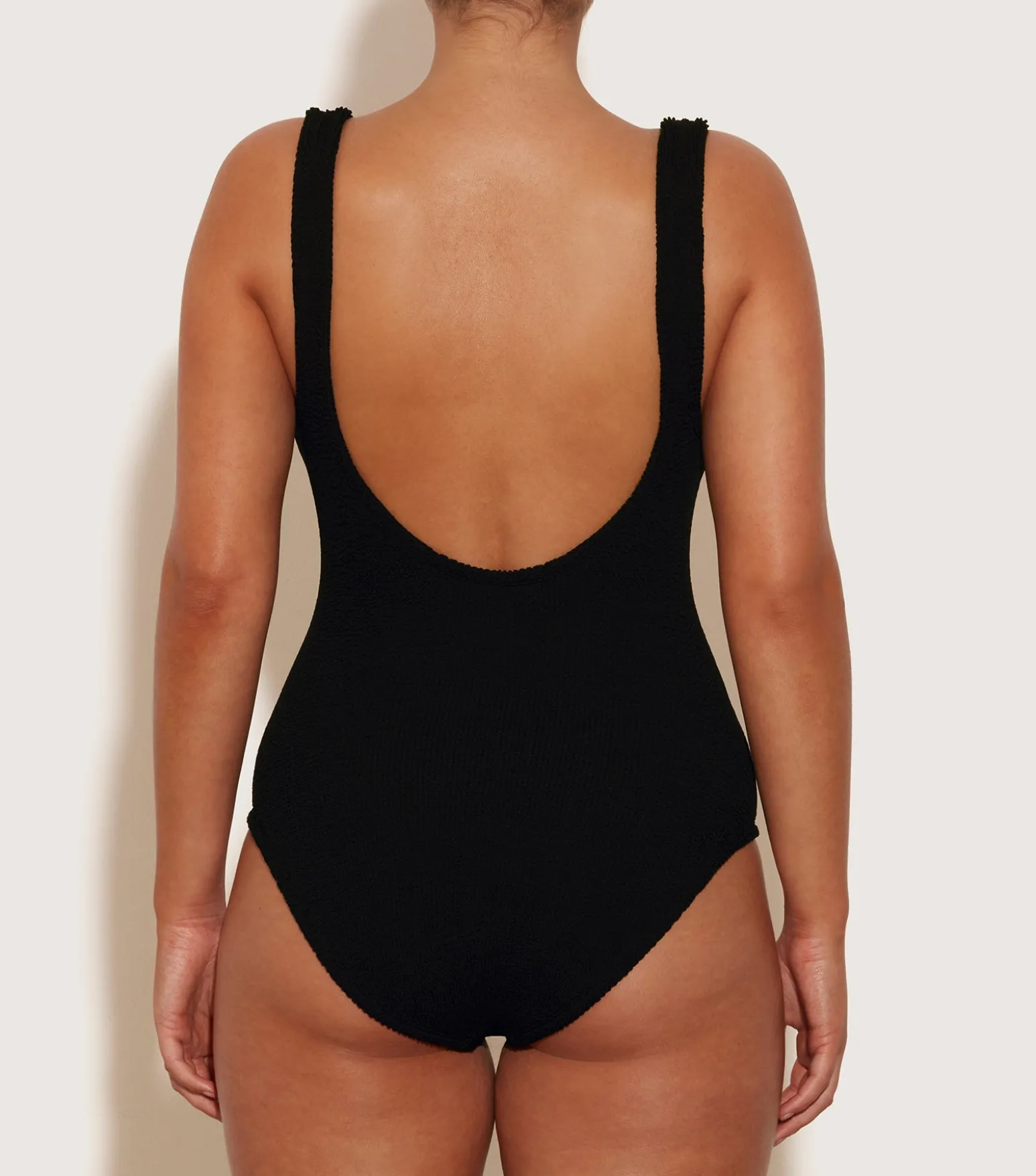 Hunza G V Neck-Coverage Celine Swim With Tonal Hoops - Black