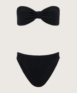 Hunza G Bikini Sets|Bandeau-Coverage Jean Bikini - Black