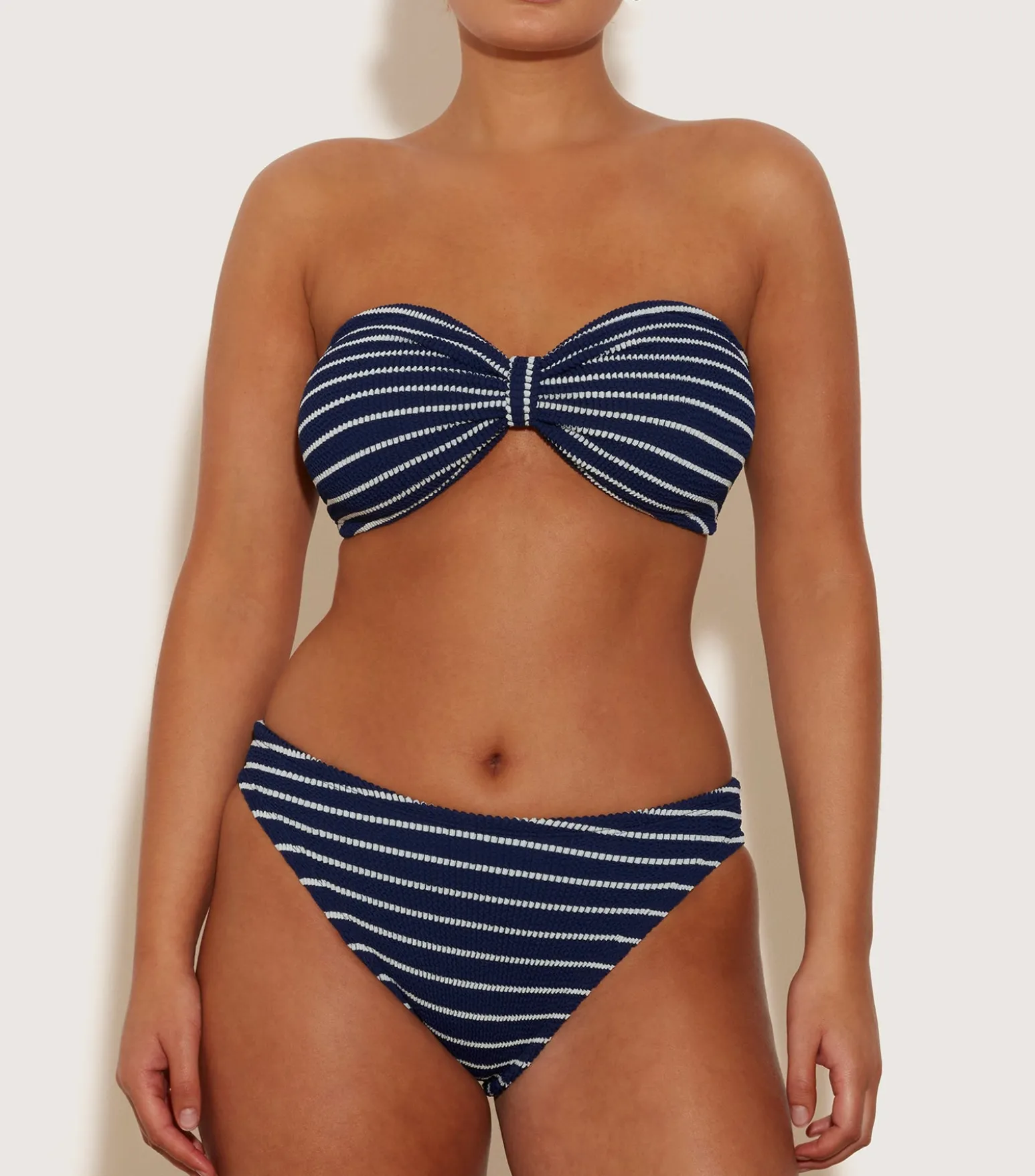Hunza G Bikini Sets|Bandeau-Coverage Jean Bikini - Navy/White Stripe