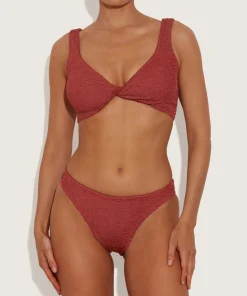 Hunza G Bikini Sets|Bralette-Coverage Juno Bikini - Metallic Rosewood