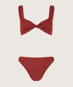Hunza G Bikini Sets|Bralette-Coverage Juno Bikini - Metallic Rosewood