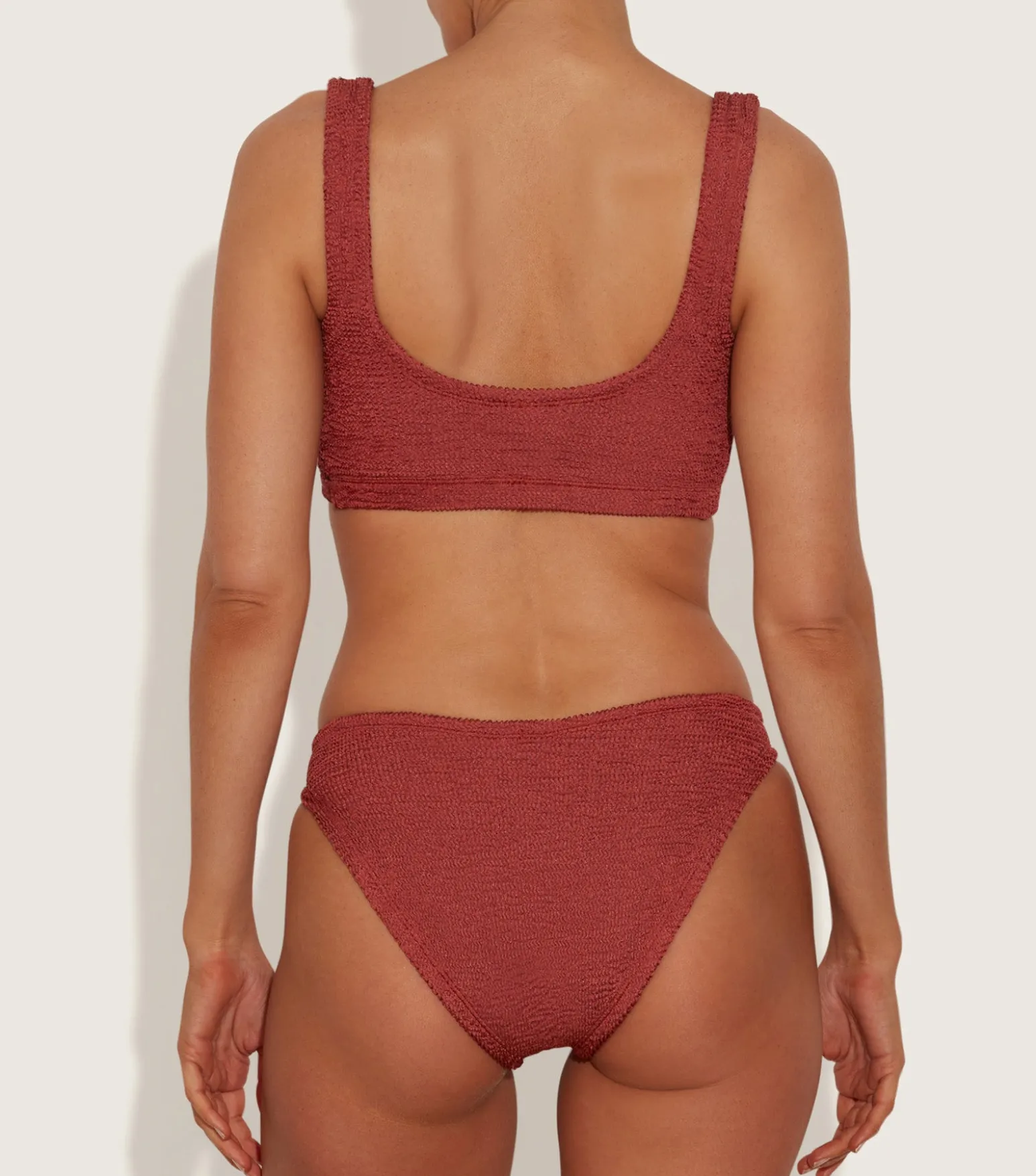Hunza G Bikini Sets|Bralette-Coverage Juno Bikini - Metallic Rosewood