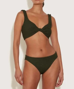 Hunza G Bikini Sets|Bralette-Coverage Juno Bikini - Metallic Khaki