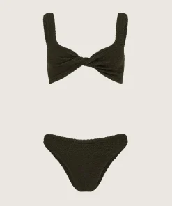 Hunza G Bikini Sets|Bralette-Coverage Juno Bikini - Metallic Khaki