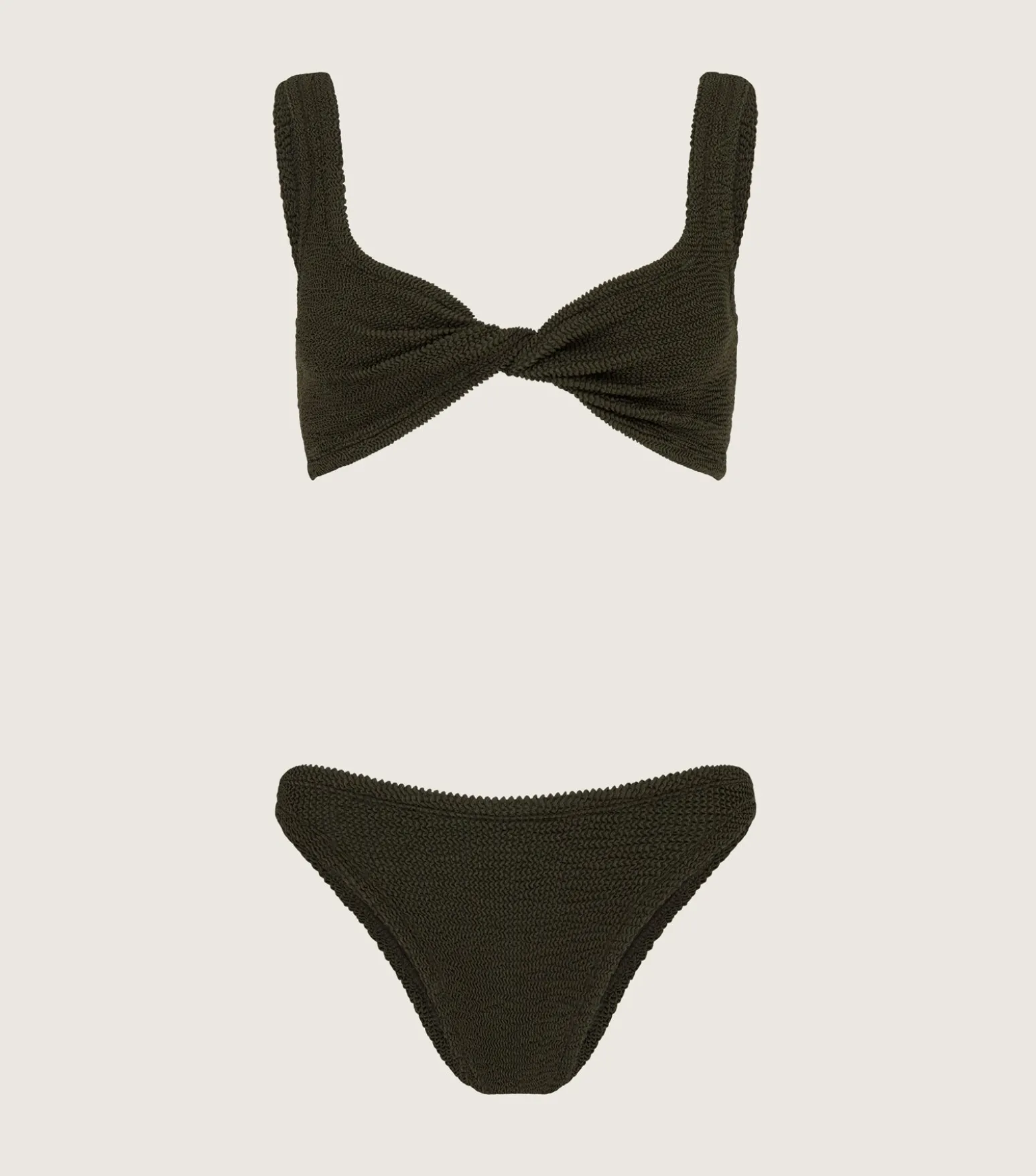 Hunza G Bikini Sets|Bralette-Coverage Juno Bikini - Metallic Khaki