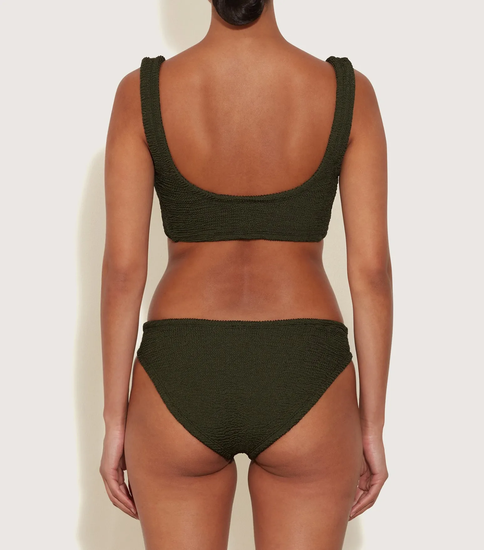 Hunza G Bikini Sets|Bralette-Coverage Juno Bikini - Metallic Khaki