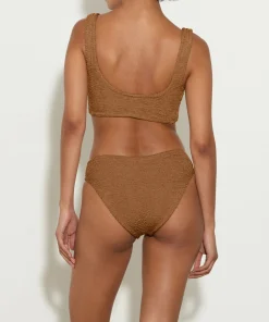 Hunza G Bikini Sets|Bralette-Coverage Juno Bikini - Metallic Cocoa
