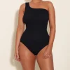 Hunza G One Shoulder-Coverage Nancy Swim - Black