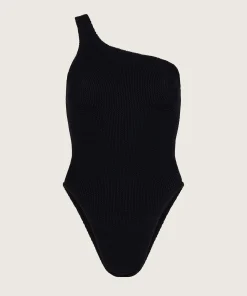 Hunza G One Shoulder-Coverage Nancy Swim - Black