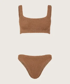 Hunza G Bikini Sets|Bralette-Coverage Xandra Bikini - Metallic Cocoa