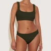 Hunza G Bikini Sets|Bralette-Coverage Xandra Bikini - Metallic Khaki
