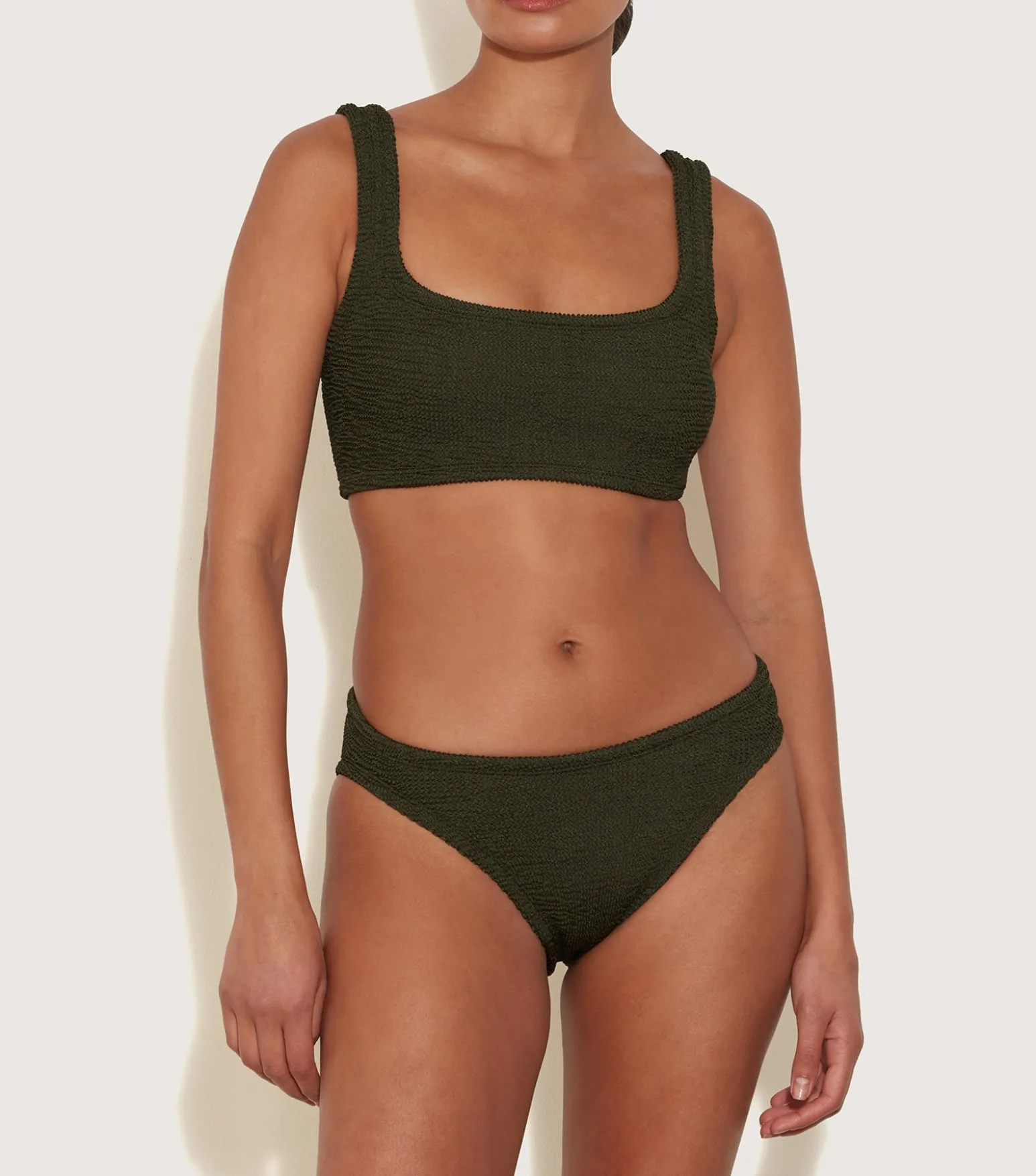 Hunza G Bikini Sets|Bralette-Coverage Xandra Bikini - Metallic Khaki