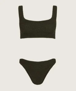 Hunza G Bikini Sets|Bralette-Coverage Xandra Bikini - Metallic Khaki