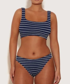 Hunza G Bikini Sets|Bralette-Coverage Xandra Bikini - Navy/White Stripe