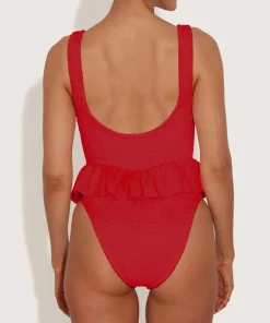 Hunza G Scoop Neck-Denise Swim - Red