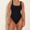 Hunza G Scoop Neck-Domino Swim - Black