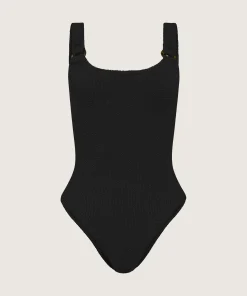 Hunza G Scoop Neck-Domino Swim - Black