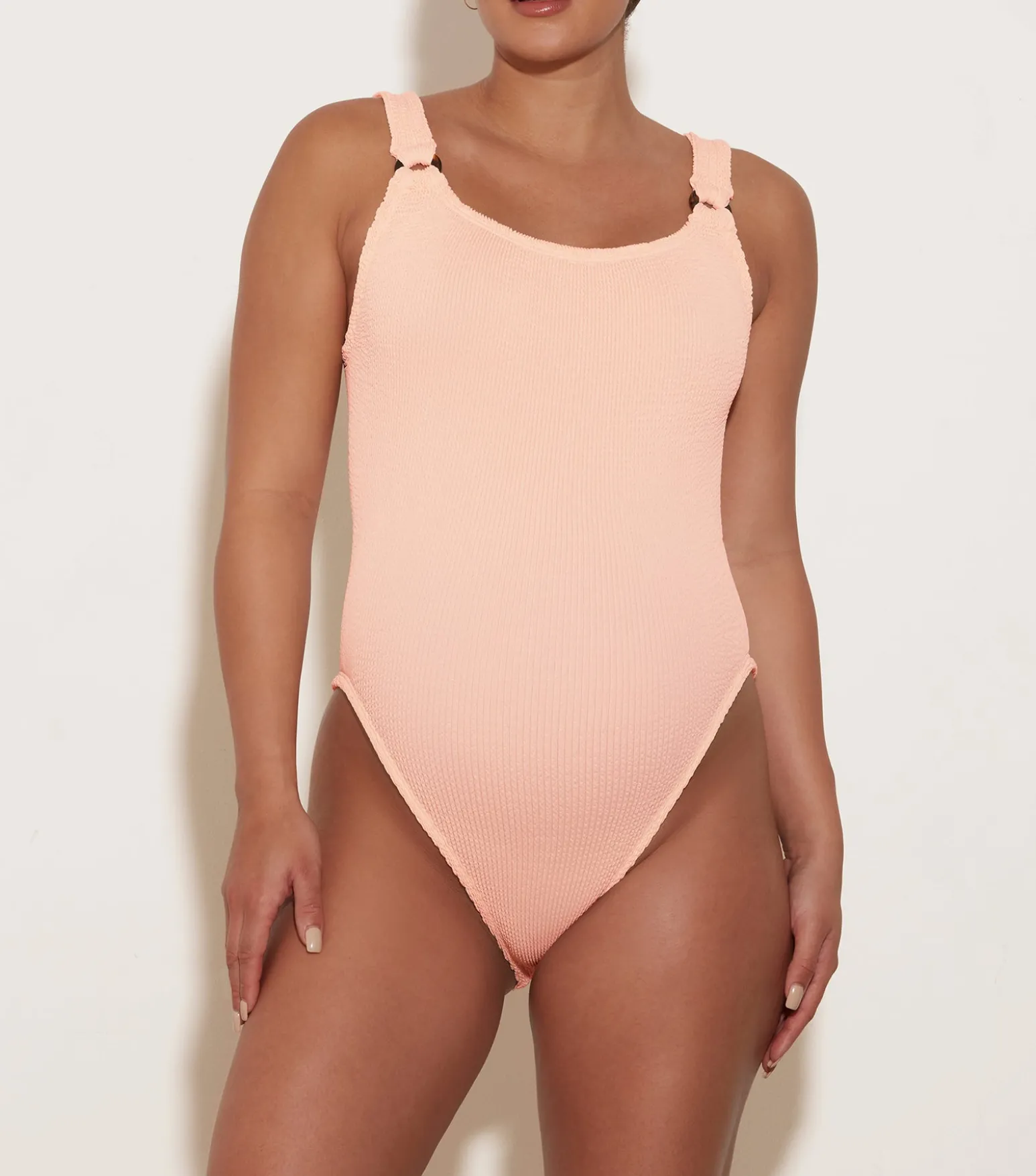 Hunza G Scoop Neck-Domino Swim - Blush
