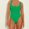 Hunza G Scoop Neck-Domino Swim - Emerald